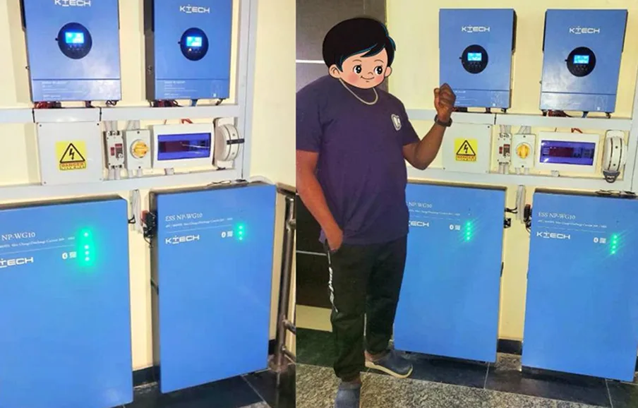 两台 5.5KW 逆变器+两台10KWH 电池构建家庭离网储能系统